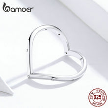 Load image into Gallery viewer, bamoer Authentic 925 Sterling Silver Heart Finger Rings for Women Minimalist Simple Ring for Wedding Engagement Jewelry SCR622
