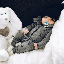 Load image into Gallery viewer, 2019 Winter Warm Newborn Baby Boys Hooded Romper Jumpsuit Infant Clothes Outfits Set Cartoon Deer Print Infant Clothing
