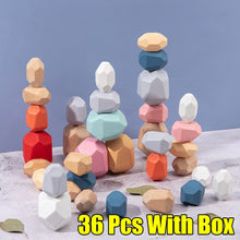 Load image into Gallery viewer, 36Pcs Children's Wooden Colored Stone Jenga Building Block Educational Toy Creative Nordic Style Stacking Game Rainbow Toy Gift

