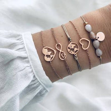 Load image into Gallery viewer, DIEZI Bohemian Handmade Weave Heart Long Tassel Bracelet Sets Women 2018 New Grey Rope Chain Bracelets Jewelry Christmas Gift
