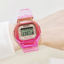 Load image into Gallery viewer, Rose Gold Women Digital Watch Multifunction Waterproof Women Watches Gradient Unisex Male Watch Rectangle Children Sport Watches
