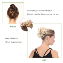 Load image into Gallery viewer, Delice Women's Wrap On Messy Bun Curly Scrunchie Chignon With Rubber Band Brown Black Synthetic Hair Ring
