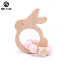 Load image into Gallery viewer, Let's Make Wooden Rattle Teether Baby Toys Engraved Wood Beads Hexagon Teether Silicone Beads 12Mm Tiny Rod Baby Crib Rattle
