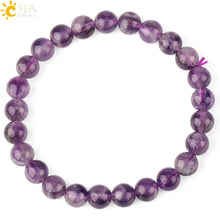Load image into Gallery viewer, CSJA Natural Stone Elastic Bracelet Pink Quartz White Purple Crystal Green Aventurine Healing Beads Female Strand Bracelets G255
