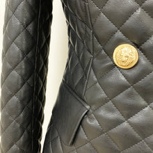 Load image into Gallery viewer, HIGH QUALITY 2020 New Stylish Designer Blazer Women's Lion Buttons Grid Cotton Padded Slim Fitting Synthetic Leather Jacket
