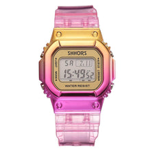 Load image into Gallery viewer, Rose Gold Women Digital Watch Multifunction Waterproof Women Watches Gradient Unisex Male Watch Rectangle Children Sport Watches

