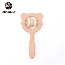 Load image into Gallery viewer, Let's Make Wooden Rattle Teether Baby Toys Engraved Wood Beads Hexagon Teether Silicone Beads 12Mm Tiny Rod Baby Crib Rattle
