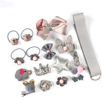 Load image into Gallery viewer, 18 Pcs hair clip set Cute Hair Accessories Girl cartoon hair clip headwear Bow Flower animal Hairpin hair ring Elastic Headdress

