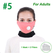 Load image into Gallery viewer, Tcare Fashion Cotton Face Mask Respirator Washable Reusable Mouth Masks + 2Pcs Activated Carbon Filter PM2.5 for Men Women

