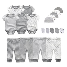 Load image into Gallery viewer, 2021 Unisex Clothing Sets Newborn Baby Boy Clothes Solid Bodysuits+Pants+Hats+Gloves Cotton Baby Girl Clothes Roupa de bebe
