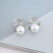 Load image into Gallery viewer, Hot Sale Fashion Christmas Pearl Deer Earrings For Women Ear Stud Jewelry Elegant Korean Antler Earrings
