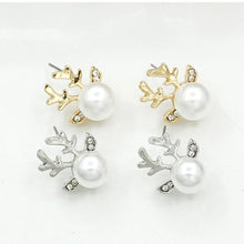 Load image into Gallery viewer, Hot Sale Fashion Christmas Pearl Deer Earrings For Women Ear Stud Jewelry Elegant Korean Antler Earrings
