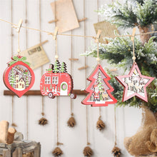 Load image into Gallery viewer, LED Light Christmas Tree Star Car Wooden Pendants Ornaments Xmas DIY Wood Crafts Kids Gift for Home Christmas Party Decorations
