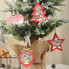 Load image into Gallery viewer, LED Light Christmas Tree Star Car Wooden Pendants Ornaments Xmas DIY Wood Crafts Kids Gift for Home Christmas Party Decorations
