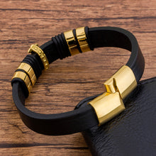 Load image into Gallery viewer, Trendy Charm  Braided Rope Layered Magnetic Black Leather Cross Bracelet Men Bangles Jewelry Accessoris
