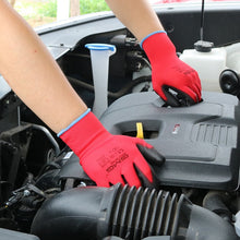 Load image into Gallery viewer, Hot Sale 6 Pairs GMG CE Certificated EN388 Red Polyester Black PU Work Safety Gloves Mechanic Working Gloves
