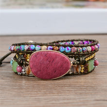 Load image into Gallery viewer, Leather Wrap Bracelet Exclusive 3 Strands Natural Stone Multi Color Bohemian Beads Crystal Weaving bracelet wrap Bracelet Gifts
