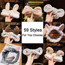 Load image into Gallery viewer, Wash Face Hair Holder Hairbands Soft Warm Coral Fleece Bow Animal Ears Headband For Women Girls Turban Fashion Hair Accessories
