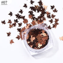Load image into Gallery viewer, 1 Box Maple Leaves Nail Art Sequins Holographic Glitter Flakes Paillette Chameleon Stickers For Nails Autumn Design Decor SA1528
