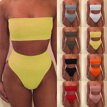 Load image into Gallery viewer, Women Sexy Bikini Set Off Shoulder Wrapped Chest Solid Push Beachwear No Swimwear Swimsuit Bandage Pad Up A4Z0
