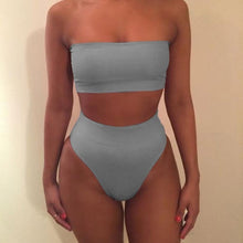Load image into Gallery viewer, Women Sexy Bikini Set Off Shoulder Wrapped Chest Solid Push Beachwear No Swimwear Swimsuit Bandage Pad Up A4Z0
