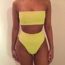 Load image into Gallery viewer, Women Sexy Bikini Set Off Shoulder Wrapped Chest Solid Push Beachwear No Swimwear Swimsuit Bandage Pad Up A4Z0
