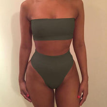 Load image into Gallery viewer, Women Sexy Bikini Set Off Shoulder Wrapped Chest Solid Push Beachwear No Swimwear Swimsuit Bandage Pad Up A4Z0
