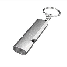 Load image into Gallery viewer, Aluminum Double Tubes Whistle 120 Decibels High Decibel Outdoor Life-Saving Emergency Whistle Wilderness Survival Gadget
